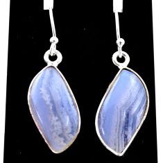 925 sterling silver 12.14cts natural blue lace agate dangle earrings t60875