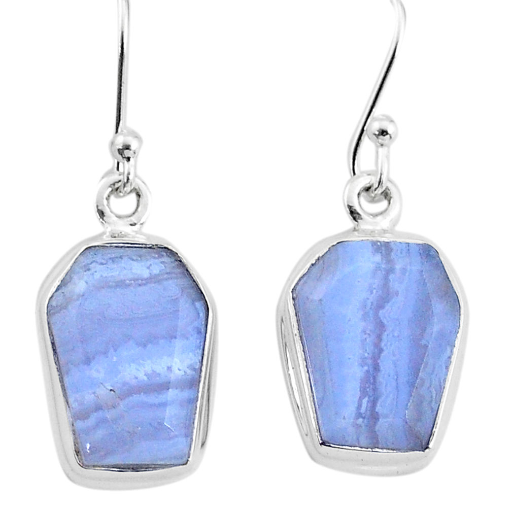 925 silver 9.22cts natural blue lace agate dangle earrings jewelry t3720