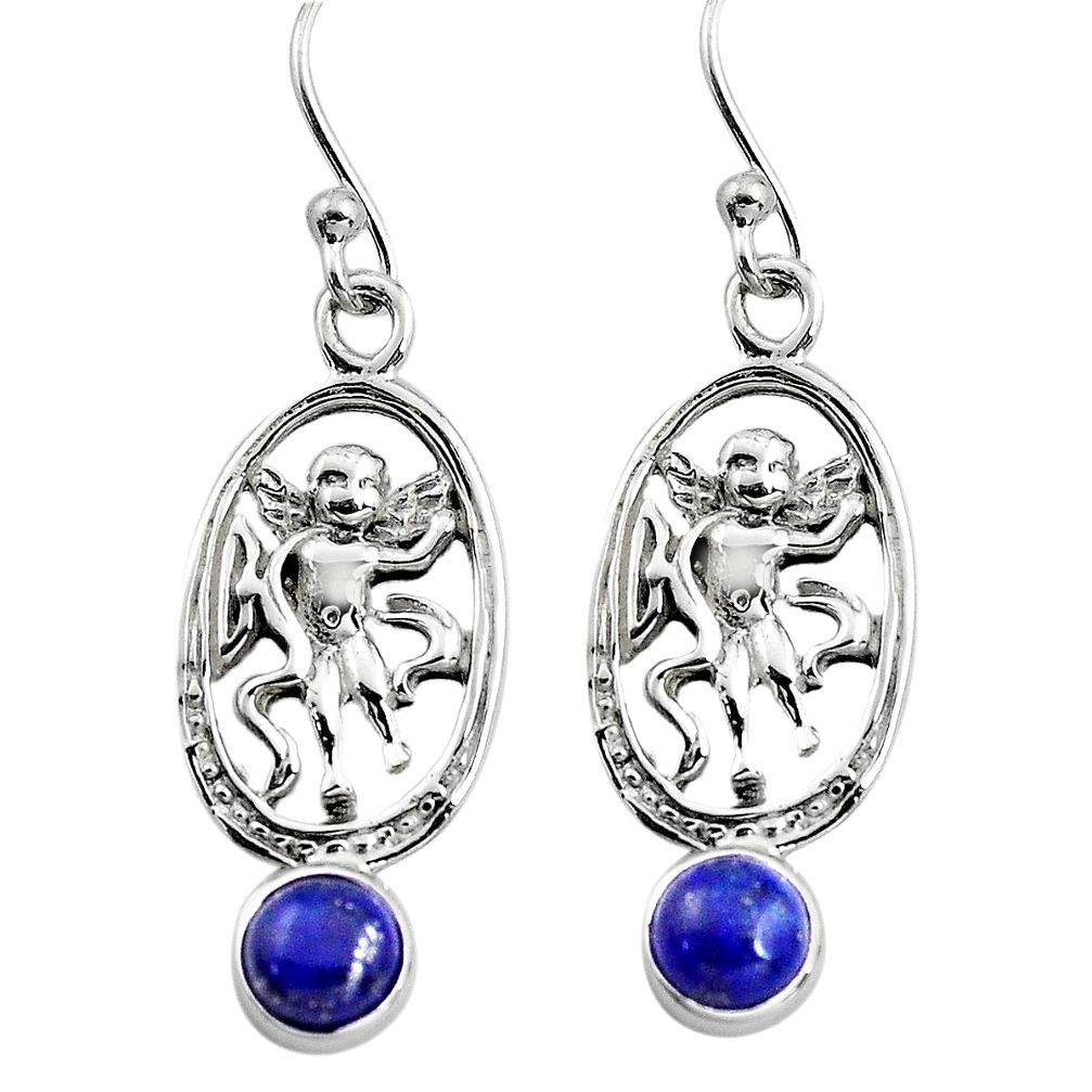 925 sterling silver 2.03cts natural blue lapis lazuli angel earrings p84948