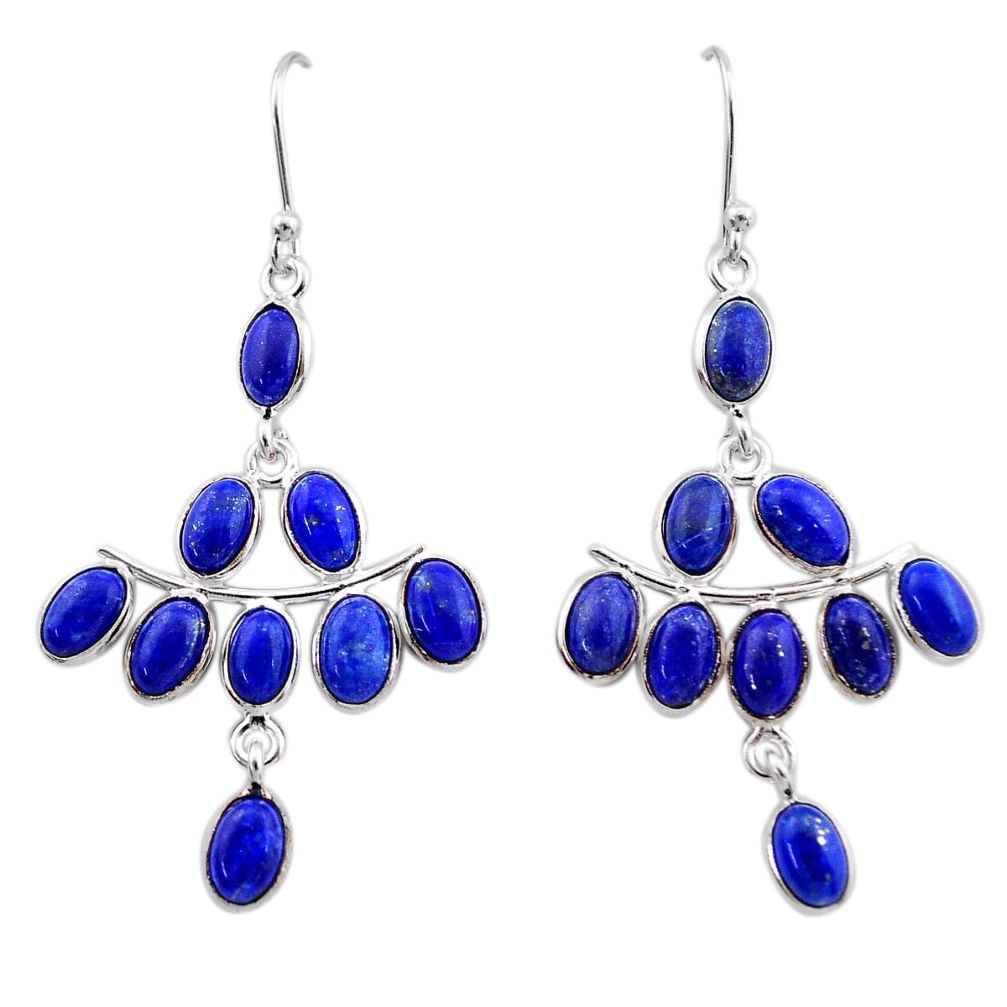 925 sterling silver 14.18cts natural blue lapis lazuli chandelier earrings t1844