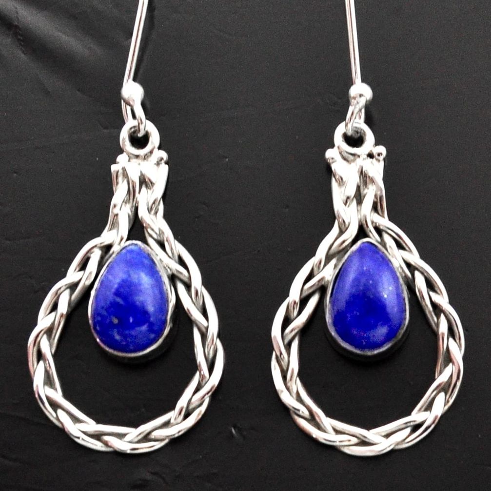 ver 4.92cts natural blue lapis lazuli dangle earrings d40180
