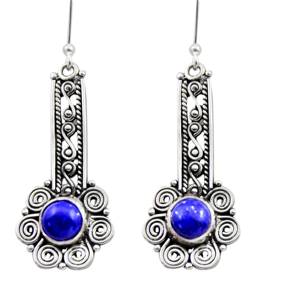 ver 2.63cts natural blue lapis lazuli dangle earrings d40891
