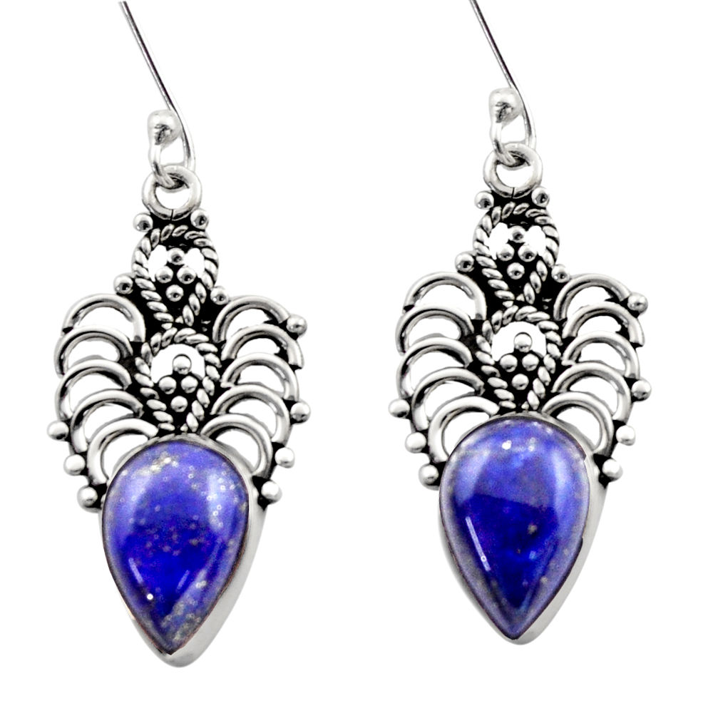 925 sterling silver 8.69cts natural blue lapis lazuli dangle earrings d40910