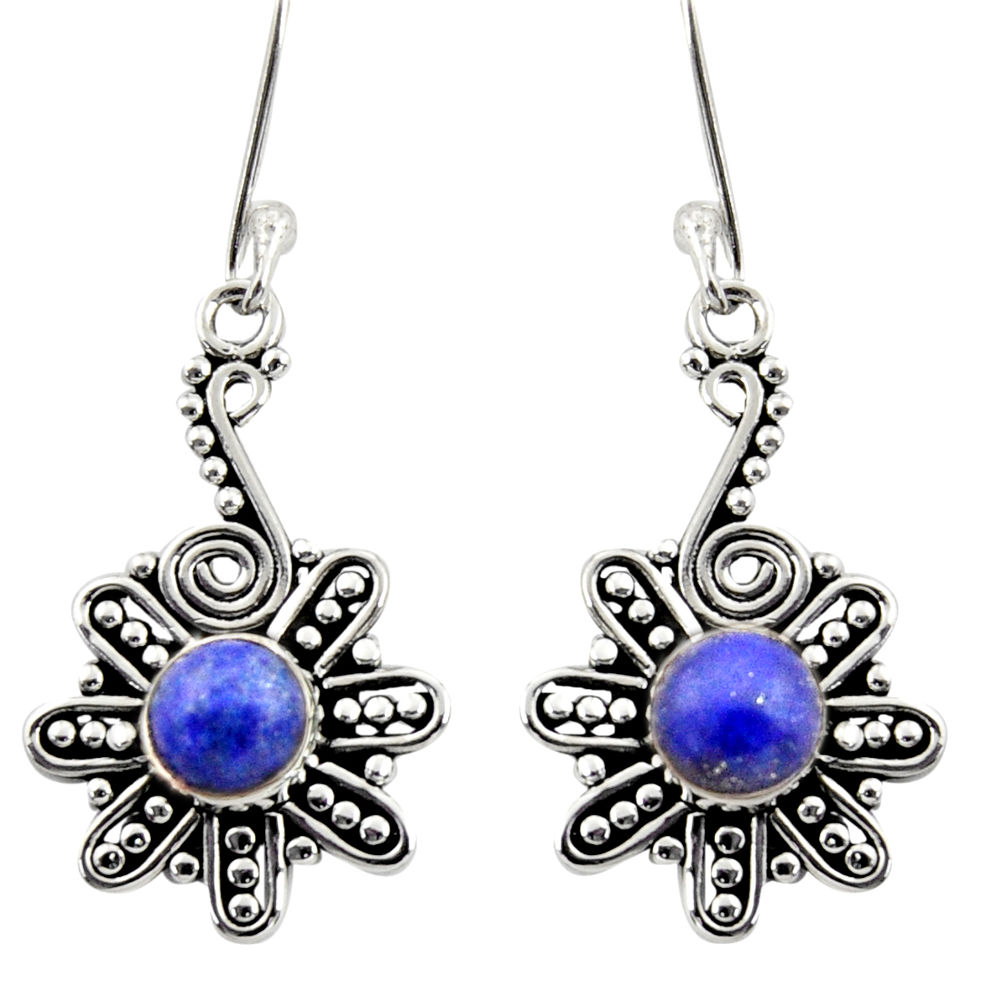 925 sterling silver 2.35cts natural blue lapis lazuli dangle earrings d40936