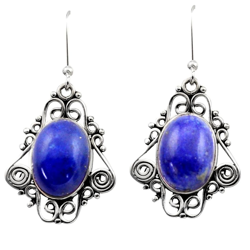 925 sterling silver 12.34cts natural blue lapis lazuli dangle earrings d40973