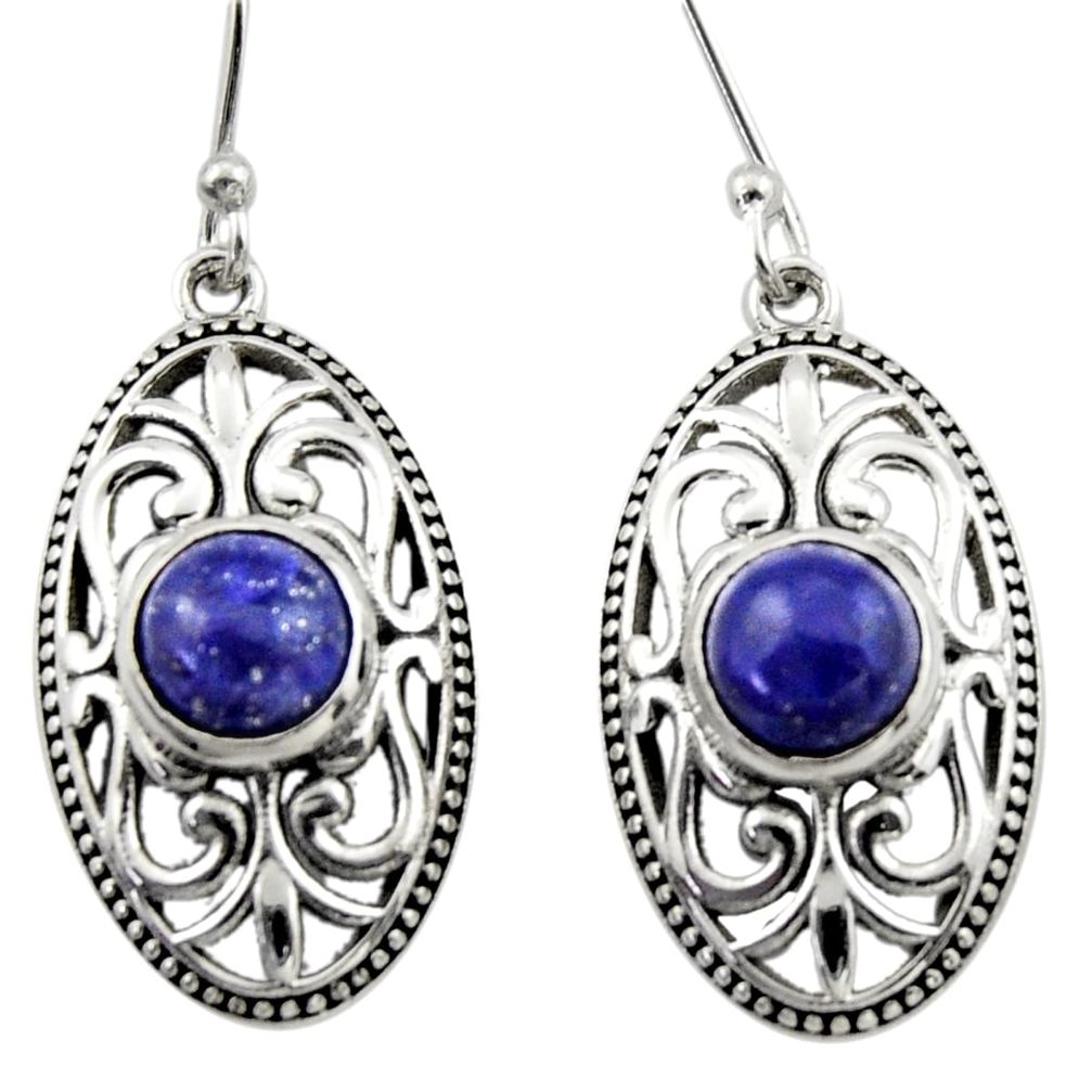 925 sterling silver 4.82cts natural blue lapis lazuli dangle earrings d46873
