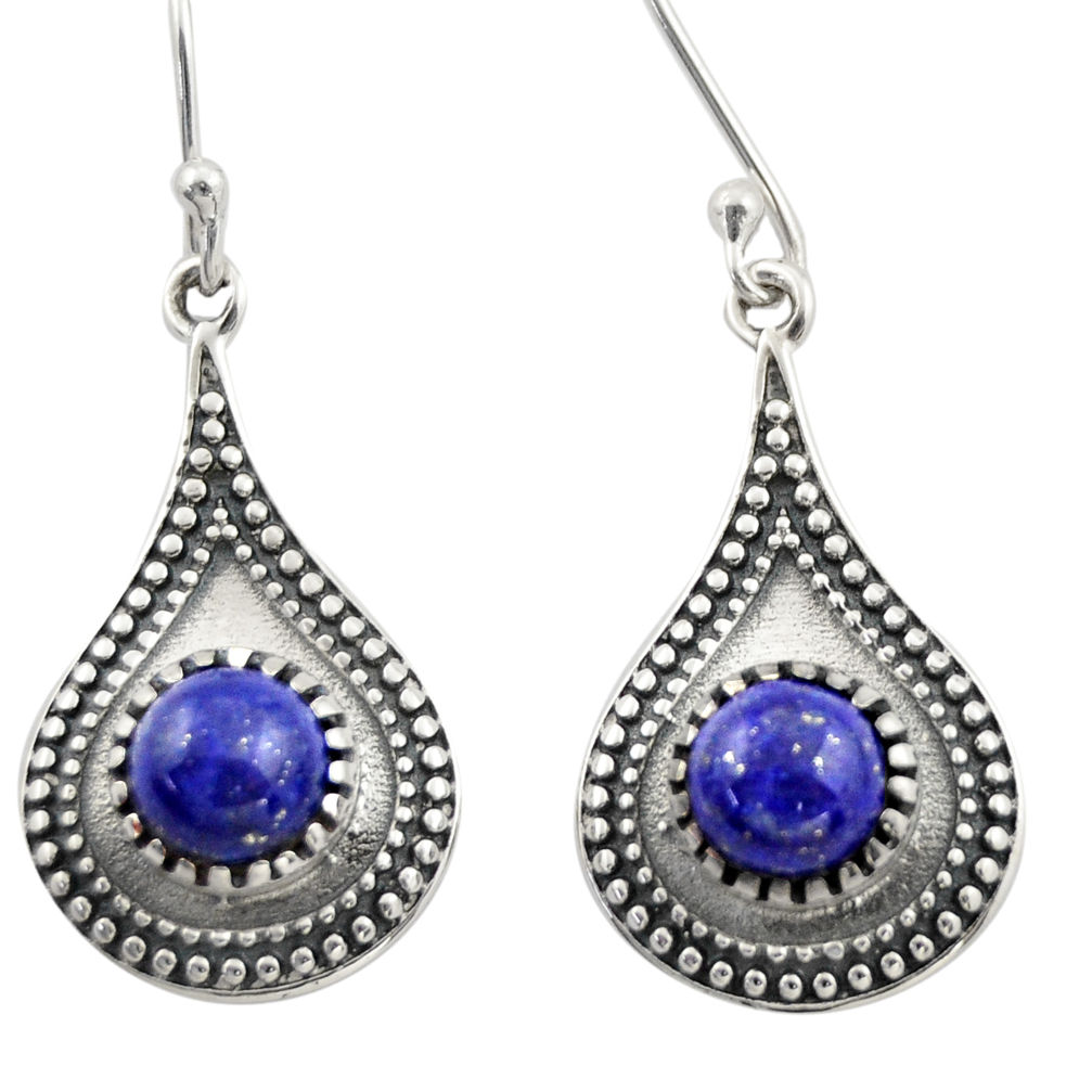 925 sterling silver 5.52cts natural blue lapis lazuli dangle earrings d46973