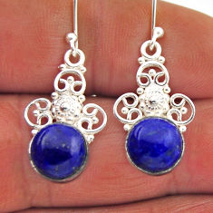 925 sterling silver 8.93cts natural blue lapis lazuli dangle earrings n28847