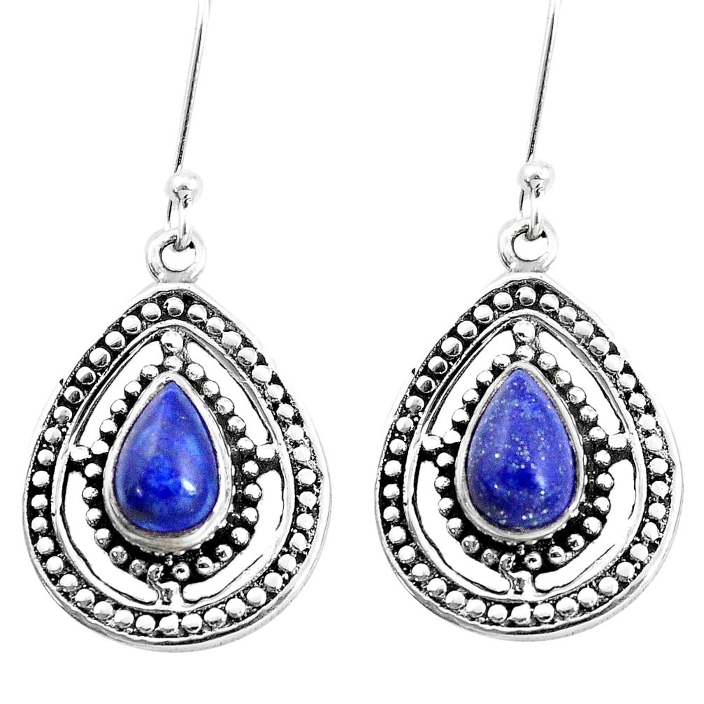 925 sterling silver 4.93cts natural blue lapis lazuli dangle earrings p13209