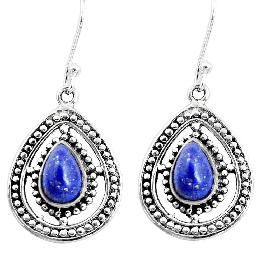 ver 4.93cts natural blue lapis lazuli dangle earrings p13220