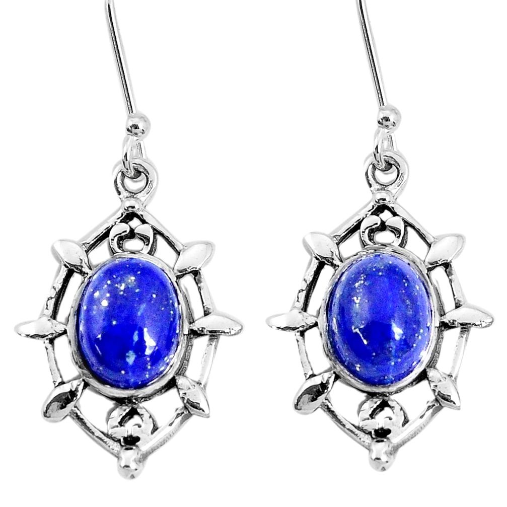 925 sterling silver 6.95cts natural blue lapis lazuli dangle earrings p29251