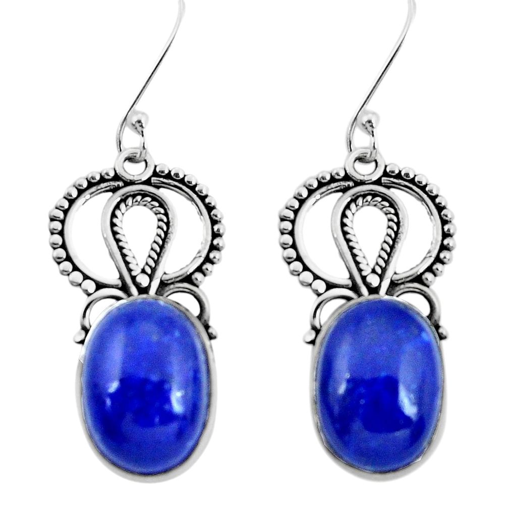 ver 12.40cts natural blue lapis lazuli dangle earrings p29629