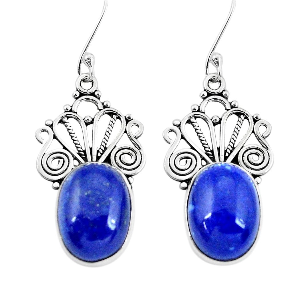 925 sterling silver 11.97cts natural blue lapis lazuli dangle earrings p29635