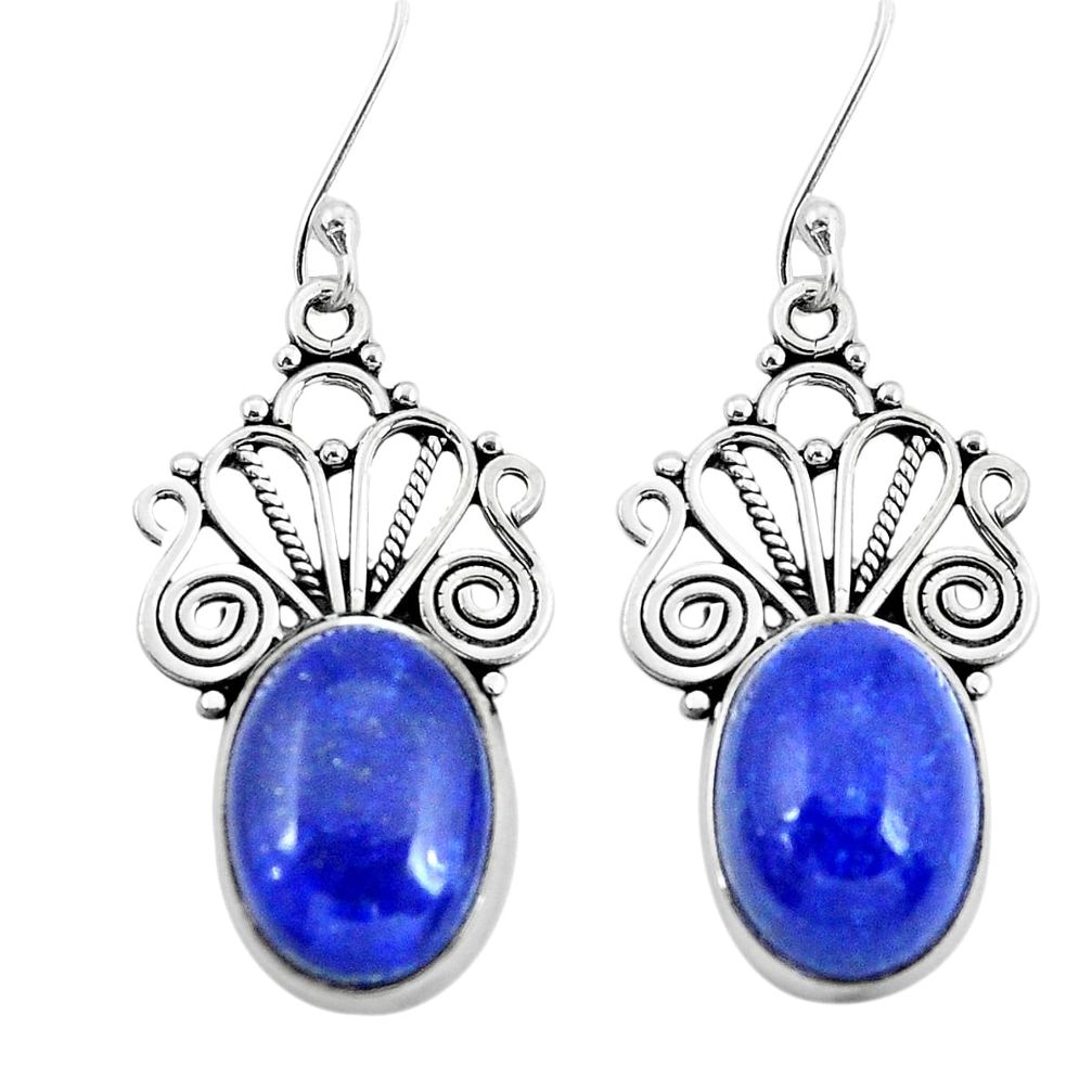 925 sterling silver 13.09cts natural blue lapis lazuli dangle earrings p29638