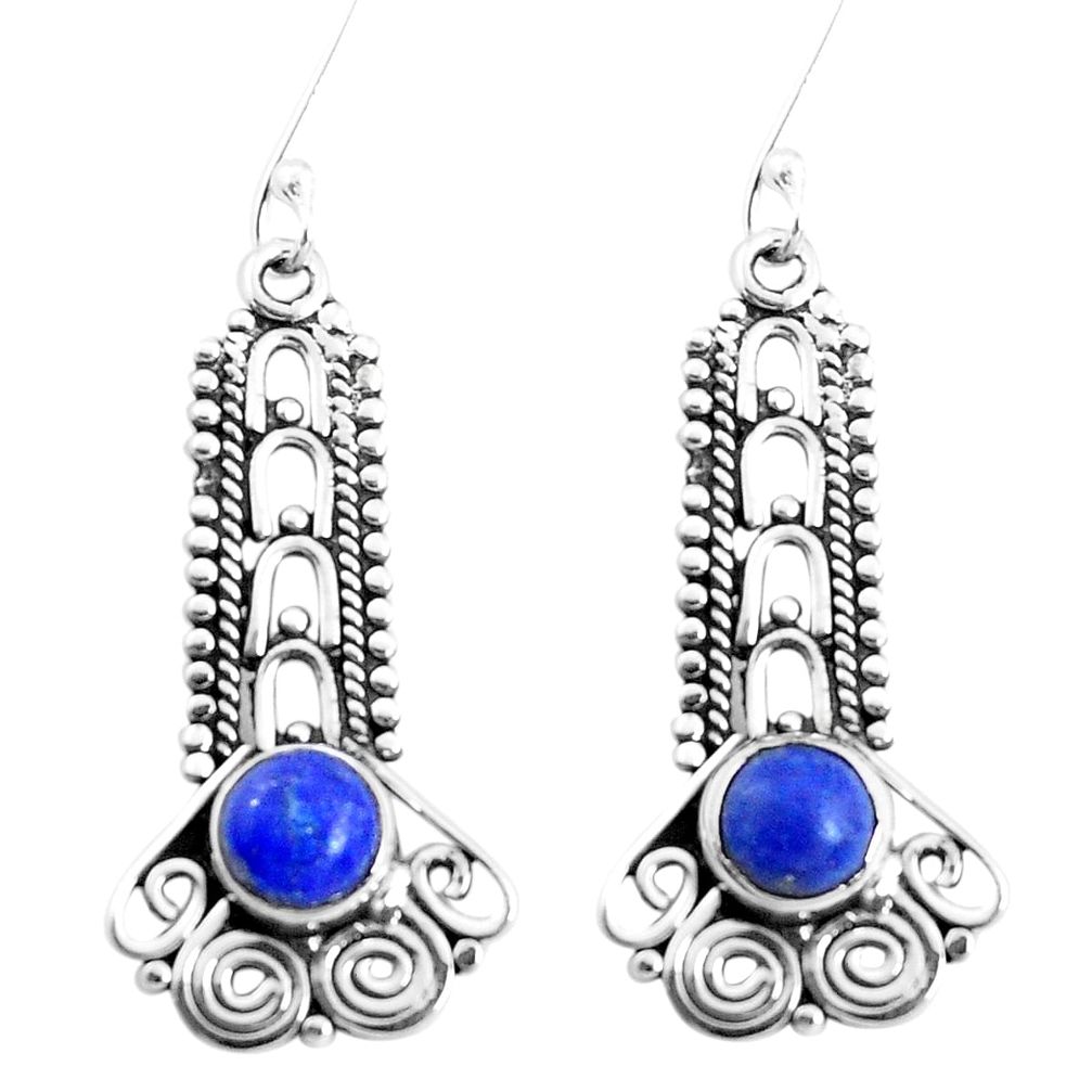 925 sterling silver 2.78cts natural blue lapis lazuli dangle earrings p39331