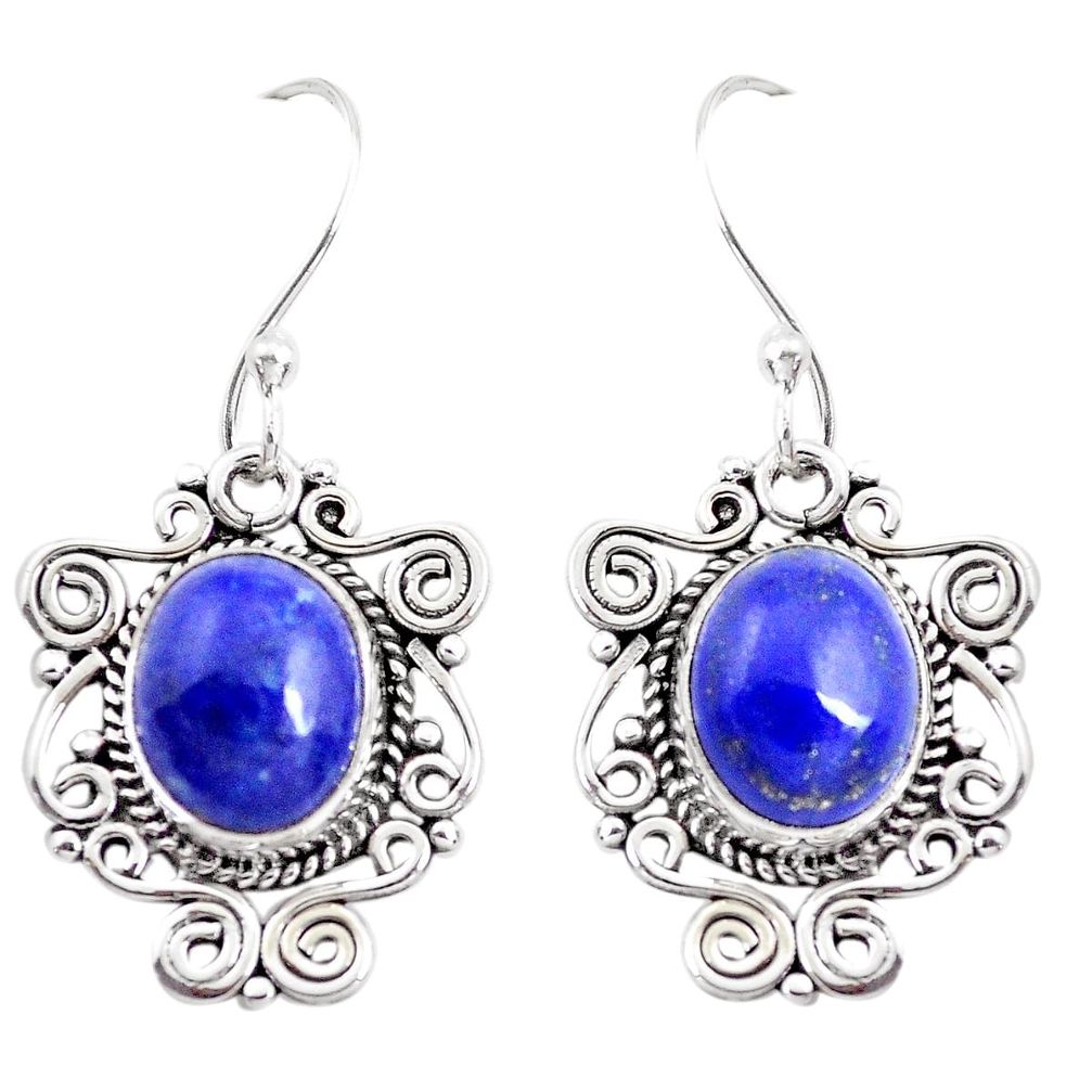 925 sterling silver 8.46cts natural blue lapis lazuli dangle earrings p41384