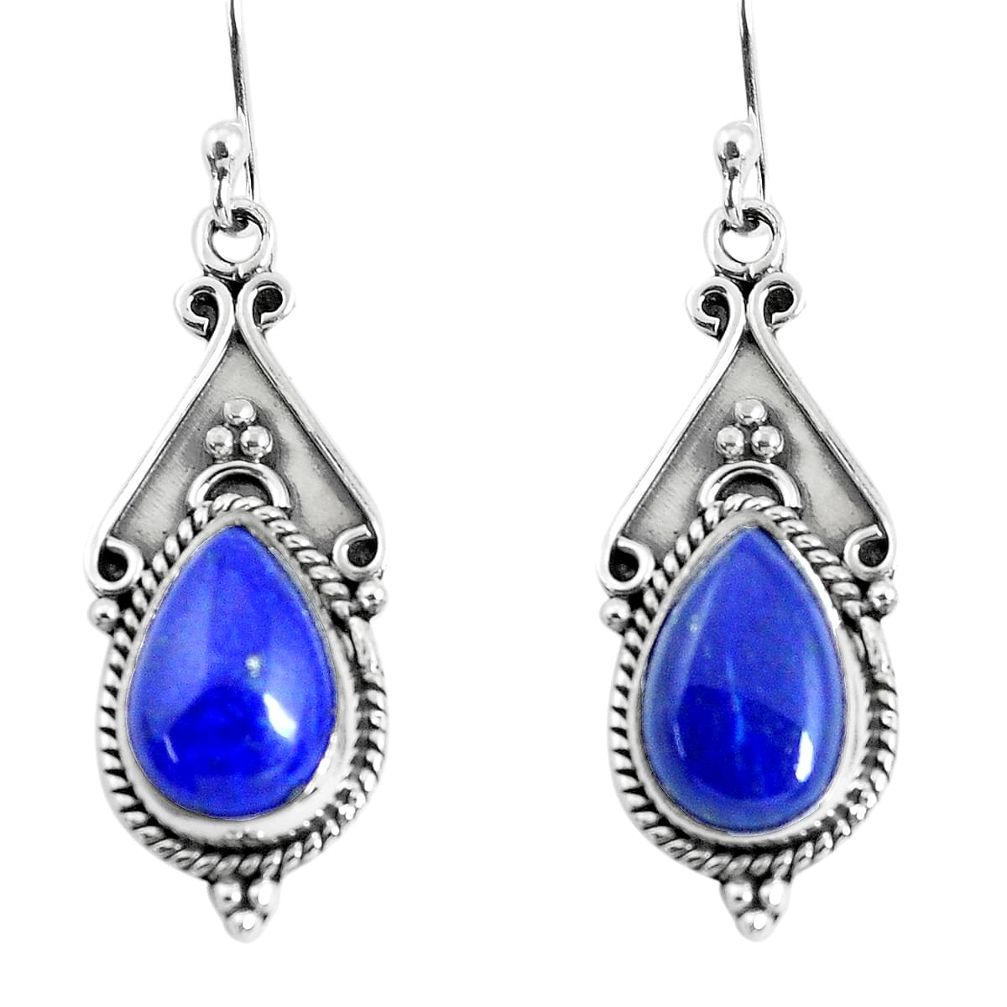 925 sterling silver 7.04cts natural blue lapis lazuli dangle earrings p52765