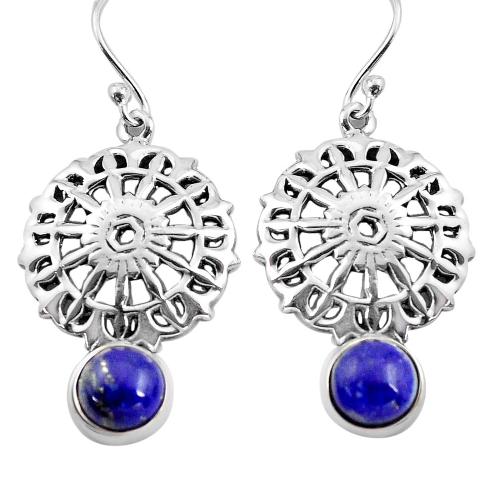 925 sterling silver 5.08cts natural blue lapis lazuli dangle earrings p84912