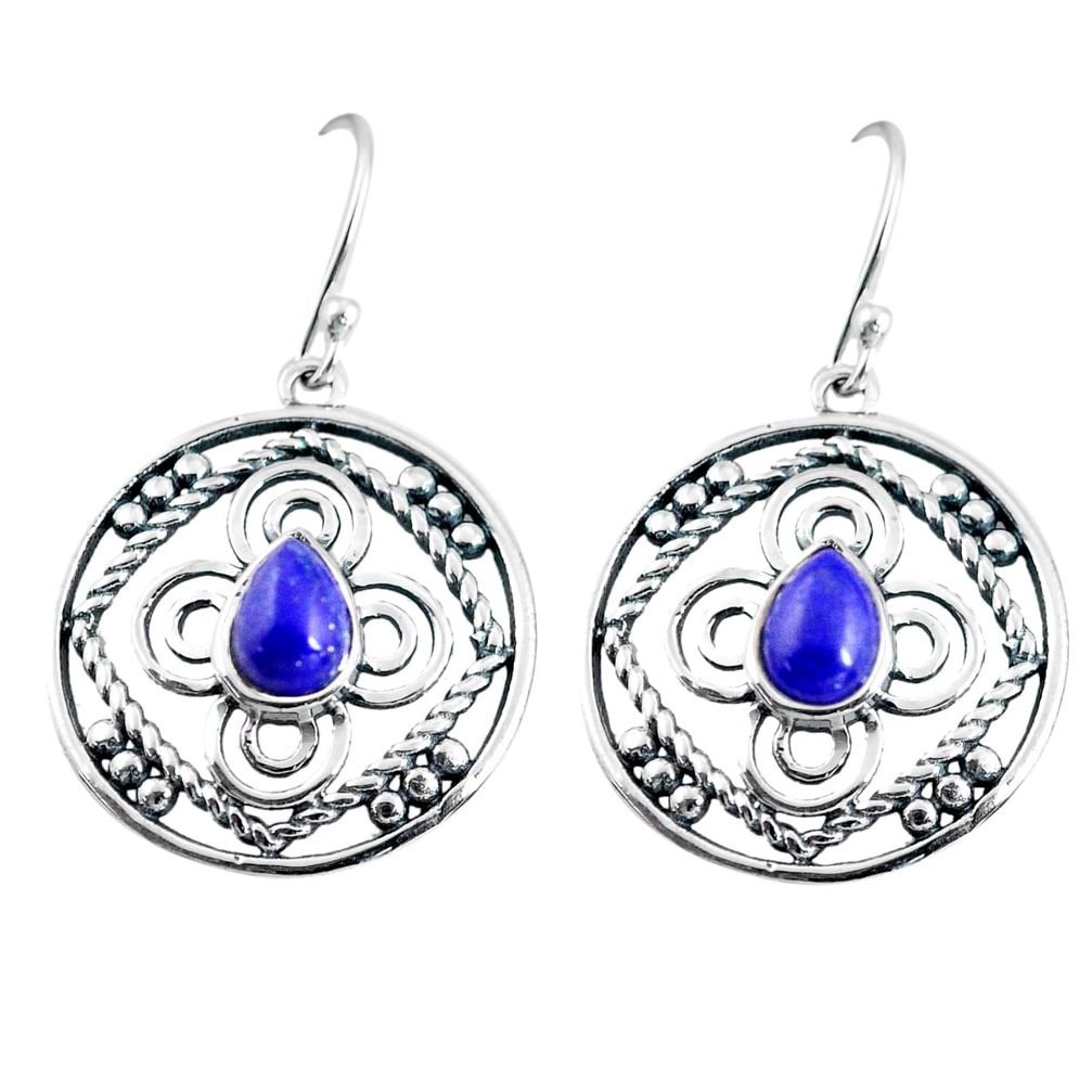 ver 4.00cts natural blue lapis lazuli dangle earrings p91464