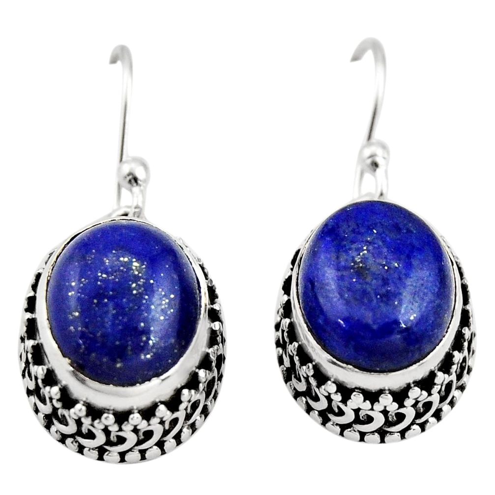 925 sterling silver 9.72cts natural blue lapis lazuli dangle earrings r21860