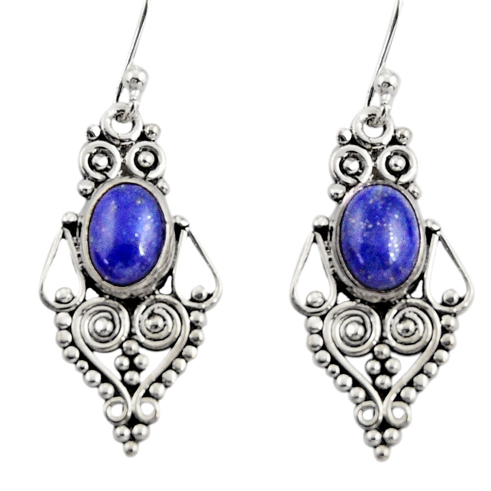 925 sterling silver 4.28cts natural blue lapis lazuli dangle earrings r31191