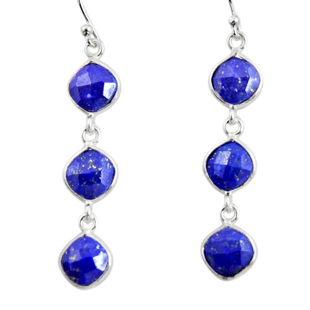 925 sterling silver 10.47cts natural blue lapis lazuli dangle earrings r33531