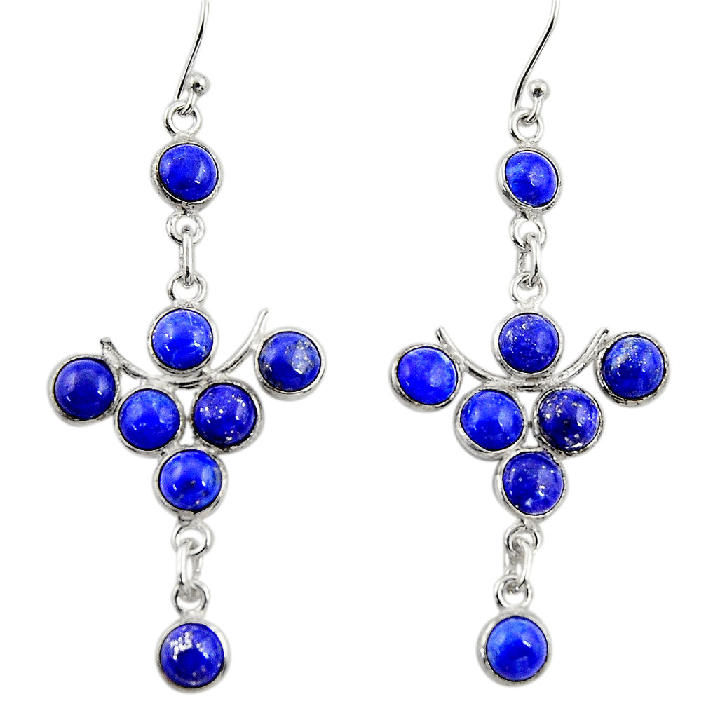 925 sterling silver 12.45cts natural blue lapis lazuli dangle earrings r33580