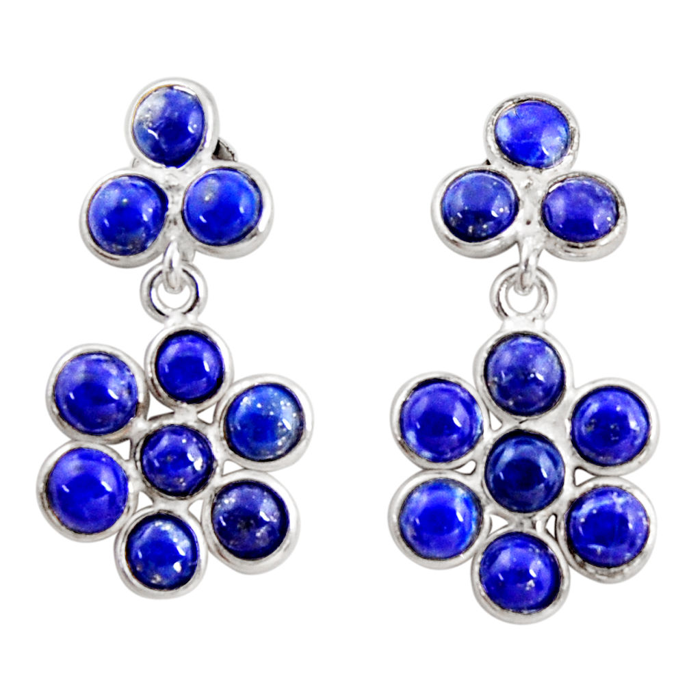 925 sterling silver 8.15cts natural blue lapis lazuli dangle earrings r35548