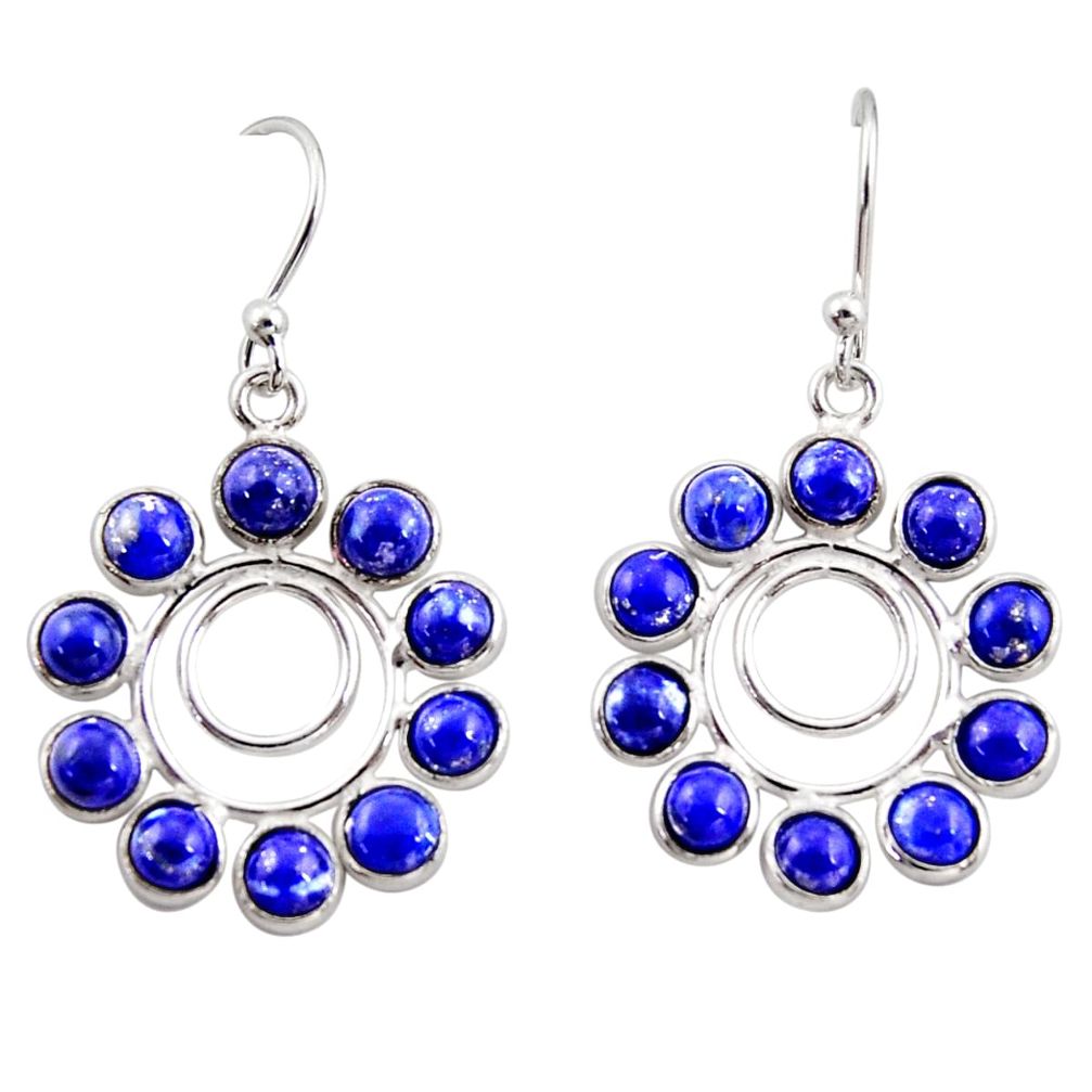 925 sterling silver 10.08cts natural blue lapis lazuli dangle earrings r35567