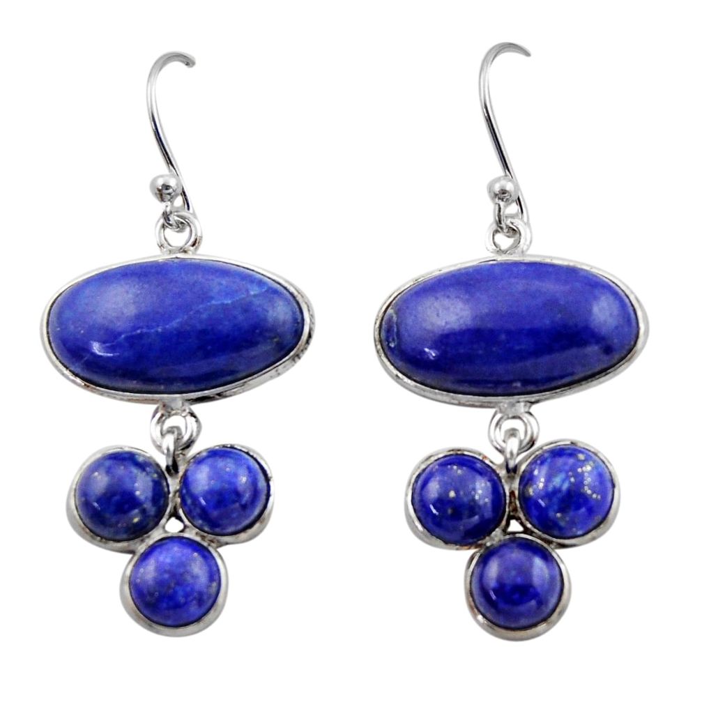 925 sterling silver 17.96cts natural blue lapis lazuli dangle earrings r40405