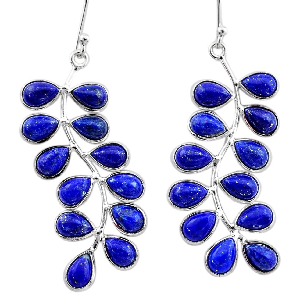 925 sterling silver 16.99cts natural blue lapis lazuli dangle earrings t1776