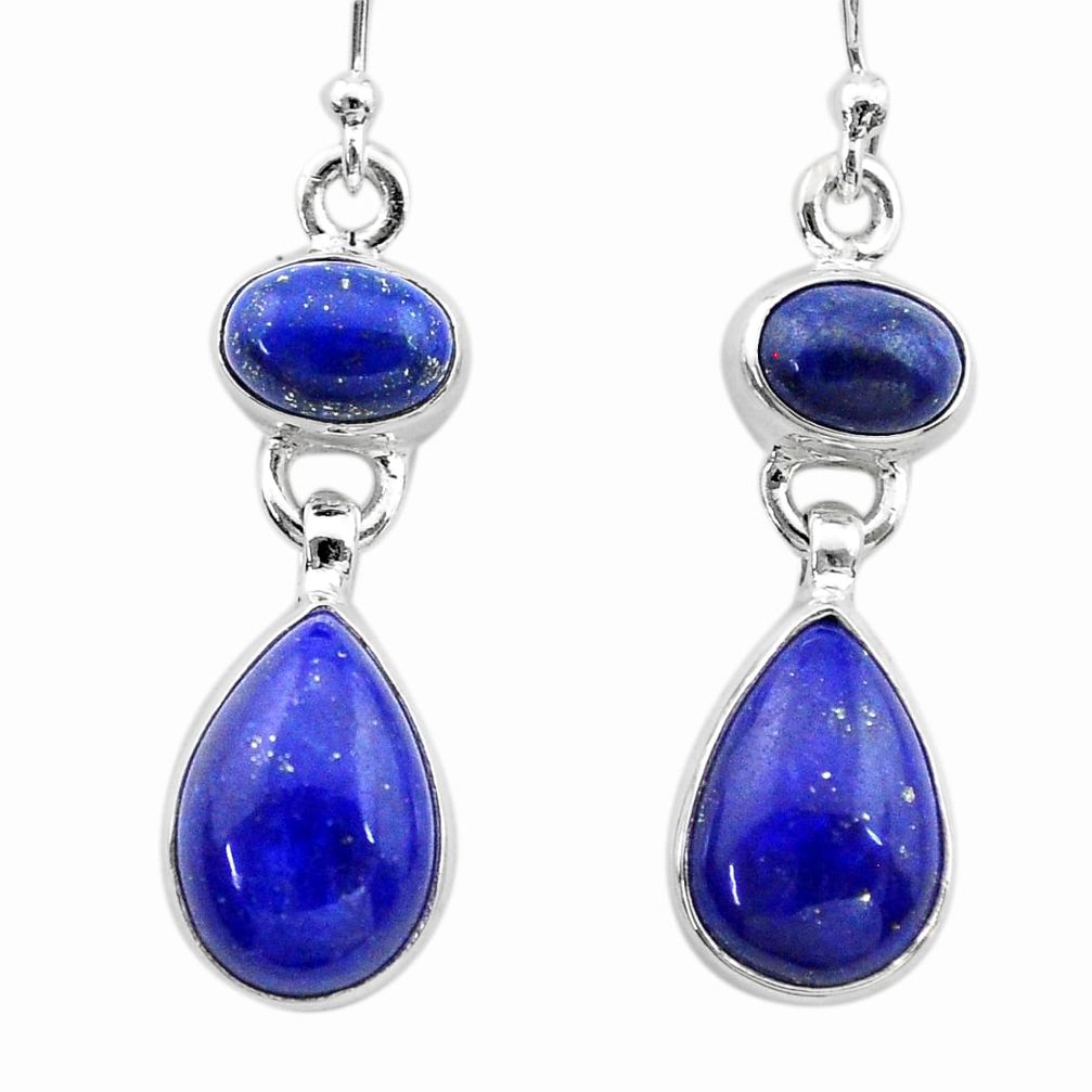 925 sterling silver 10.70cts natural blue lapis lazuli dangle earrings t19599