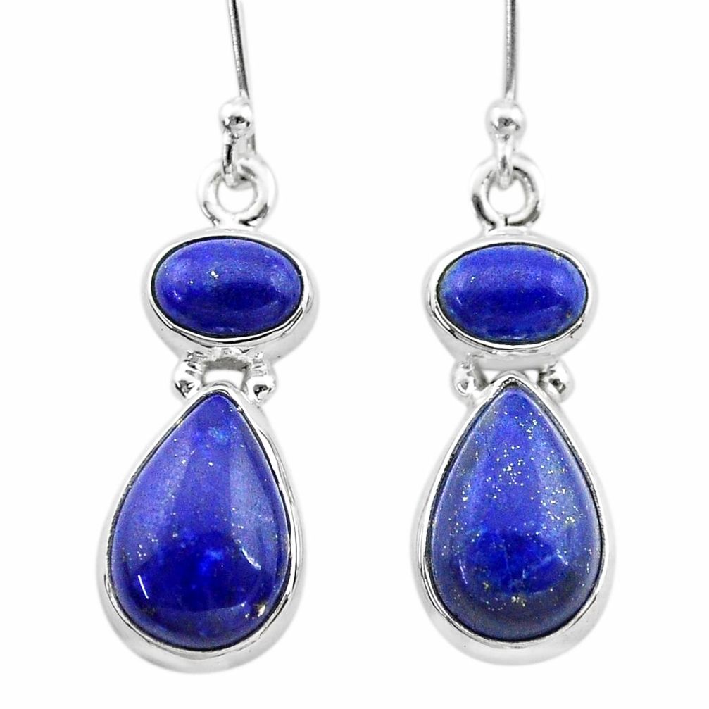 925 sterling silver 9.98cts natural blue lapis lazuli dangle earrings t19744