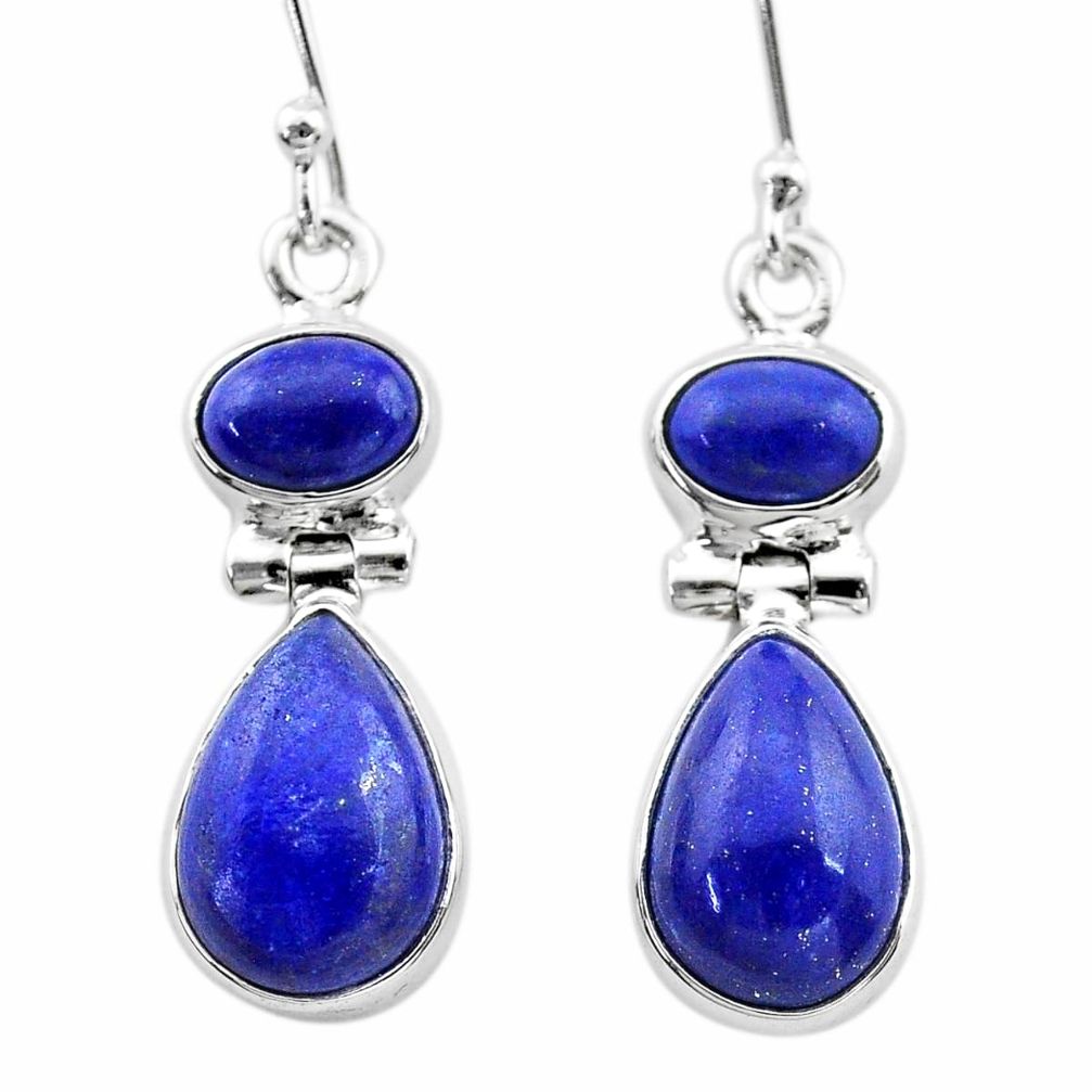 925 sterling silver 10.60cts natural blue lapis lazuli dangle earrings t19747