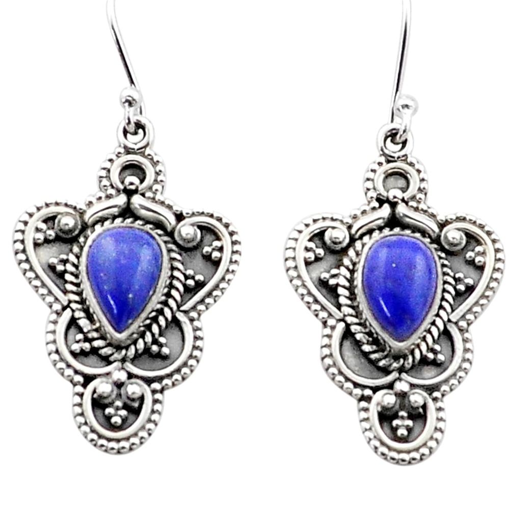 925 sterling silver 4.78cts natural blue lapis lazuli dangle earrings t68185