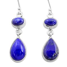 925 sterling silver 10.39cts natural blue lapis lazuli dangle earrings t76400