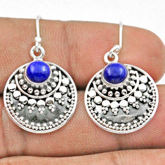 925 sterling silver 2.19cts natural blue lapis lazuli dangle earrings u10187