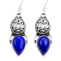 925 sterling silver 6.80cts natural blue lapis lazuli dangle earrings y15651