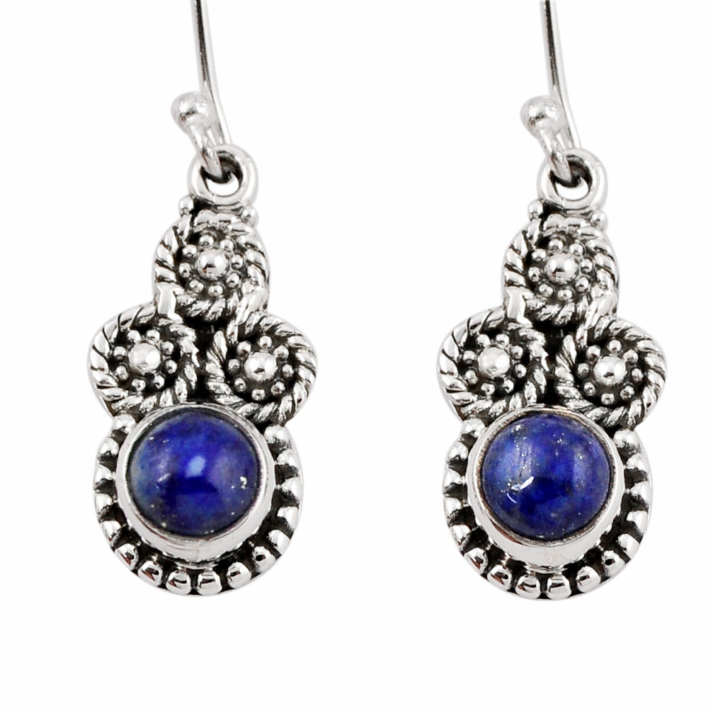 925 sterling silver 2.44cts natural blue lapis lazuli dangle earrings y45478