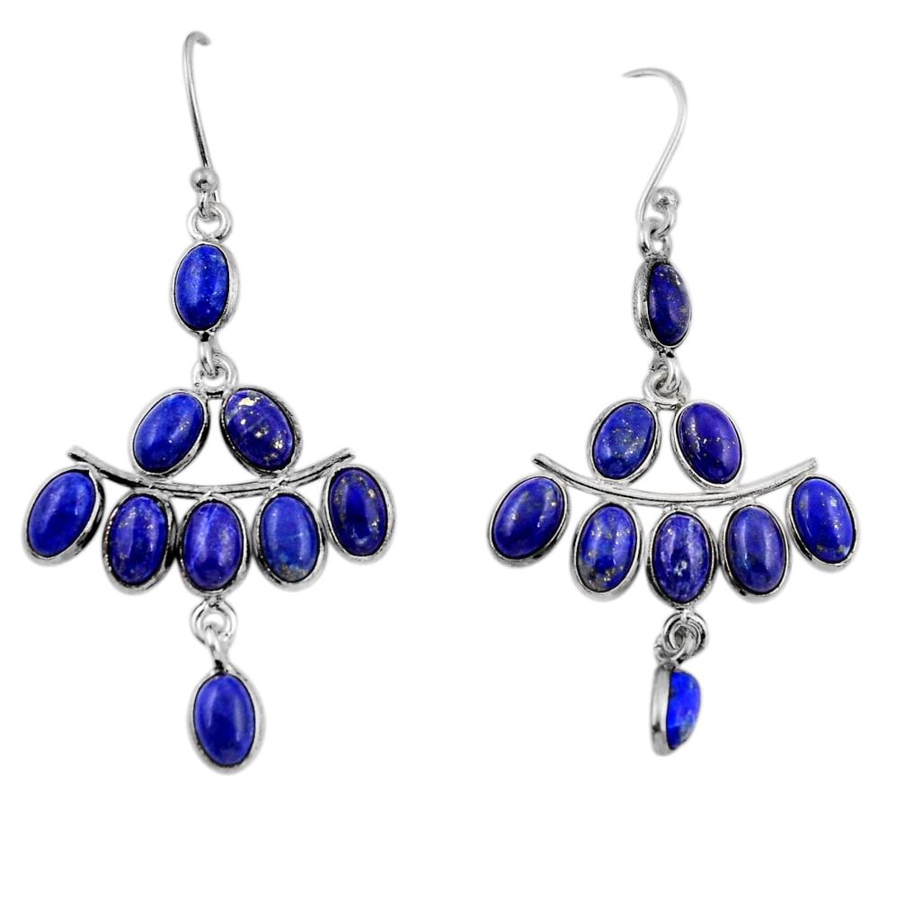 925 sterling silver 13.64cts natural blue lapis lazuli dangle earrings y47303