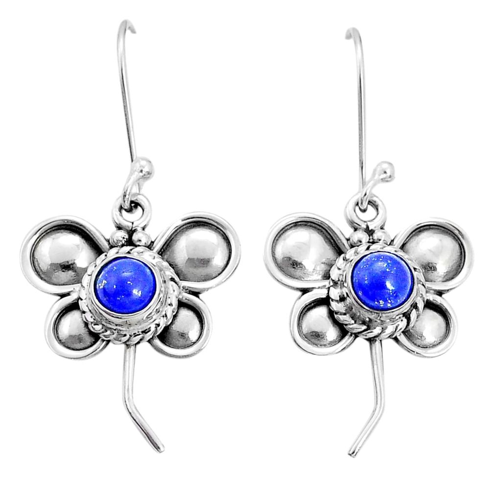 925 sterling silver 1.01cts natural blue lapis lazuli dragonfly earrings u80433