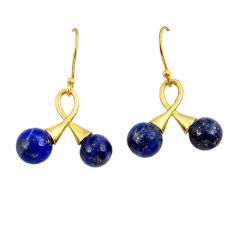 925 sterling silver 15.13cts natural blue lapis lazuli gold earrings y24172