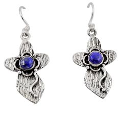 925 sterling silver 1.79cts natural blue lapis lazuli holy cross earrings y50919