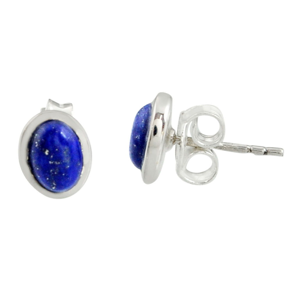 925 sterling silver 2.63cts natural blue lapis lazuli round stud earrings r27313