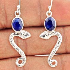 925 sterling silver 4.04cts natural blue lapis lazuli snake earrings t80923