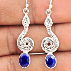925 sterling silver 4.06cts natural blue lapis lazuli snake earrings t80926