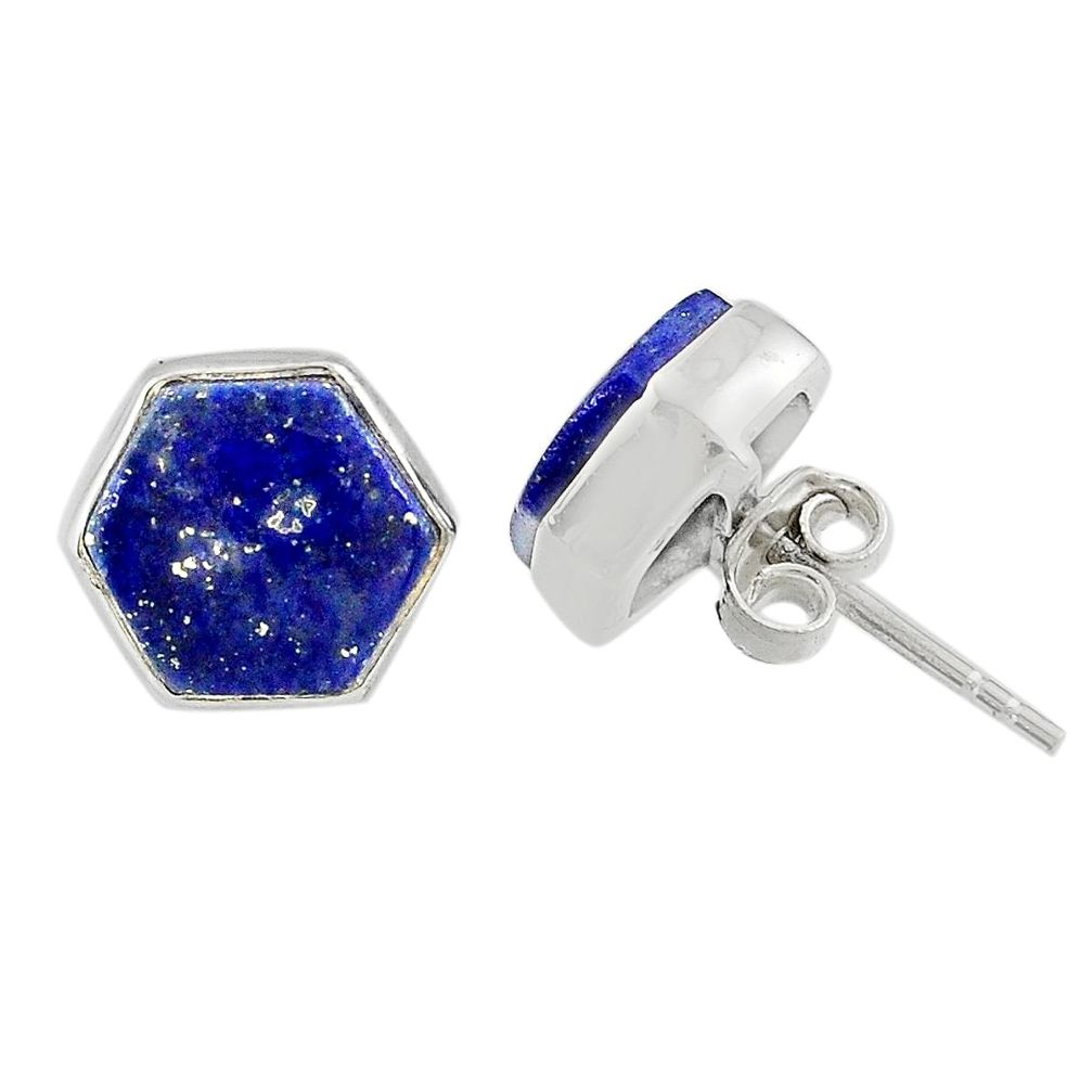 925 sterling silver 6.67cts natural blue lapis lazuli stud earrings r80284