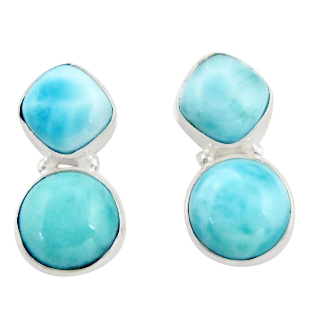 925 sterling silver 14.01cts natural blue larimar dangle earrings jewelry d47556