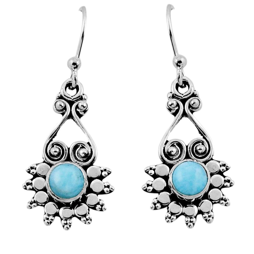 925 sterling silver 1.63cts natural blue larimar dangle earrings jewelry n39943