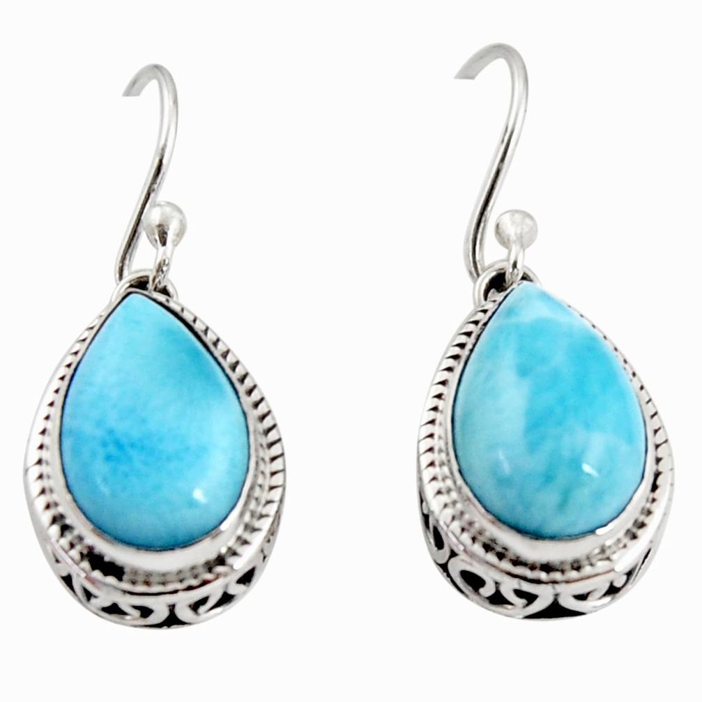 925 sterling silver 8.44cts natural blue larimar dangle earrings jewelry r36633